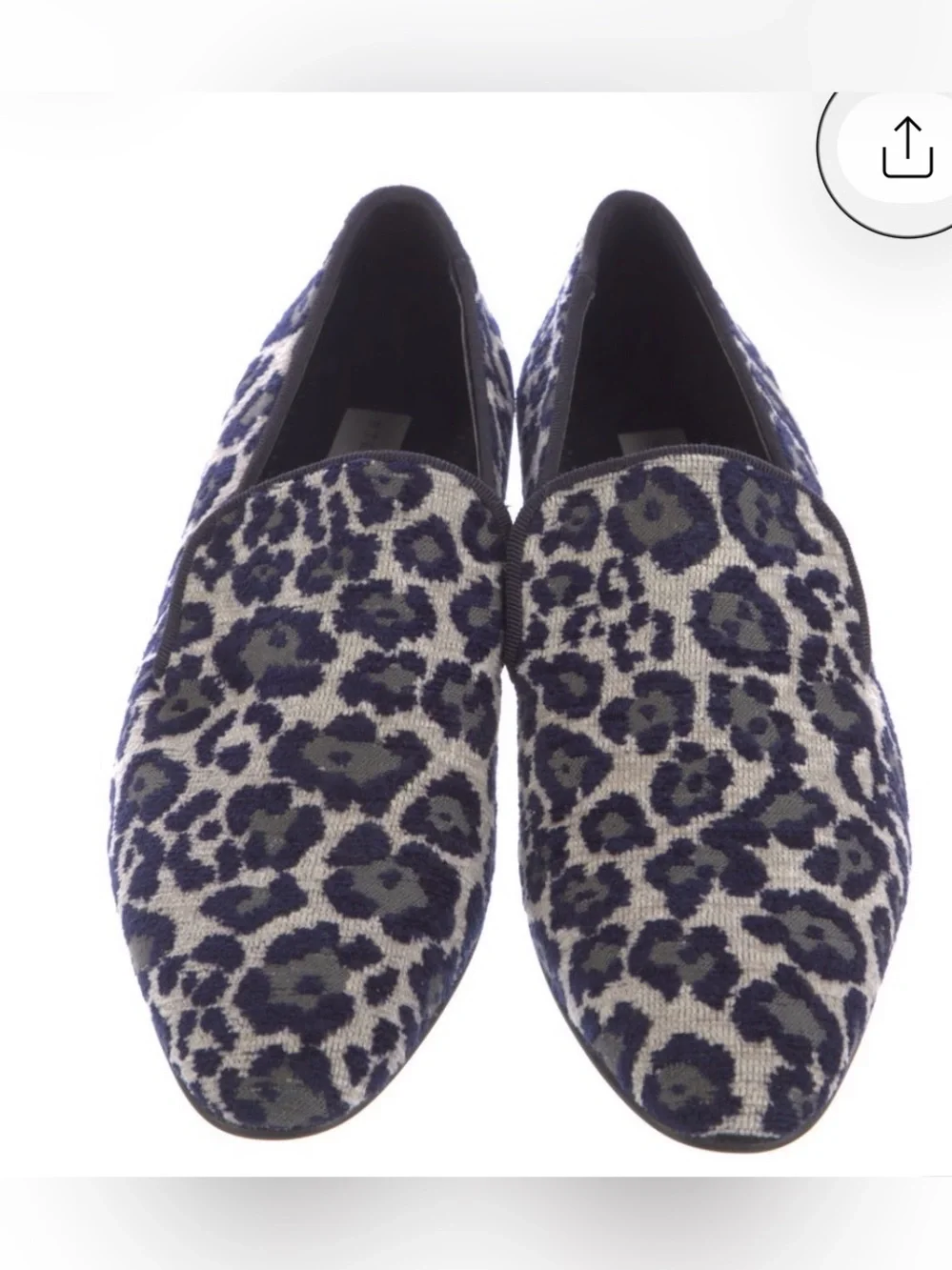 Stella McCartney Blue and Gray Leopard Jacquard Loafers